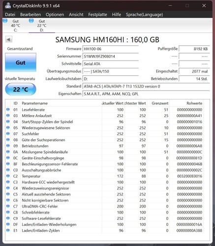 Samsung hm160hi 160gb hdd - 160gb, 2,5"